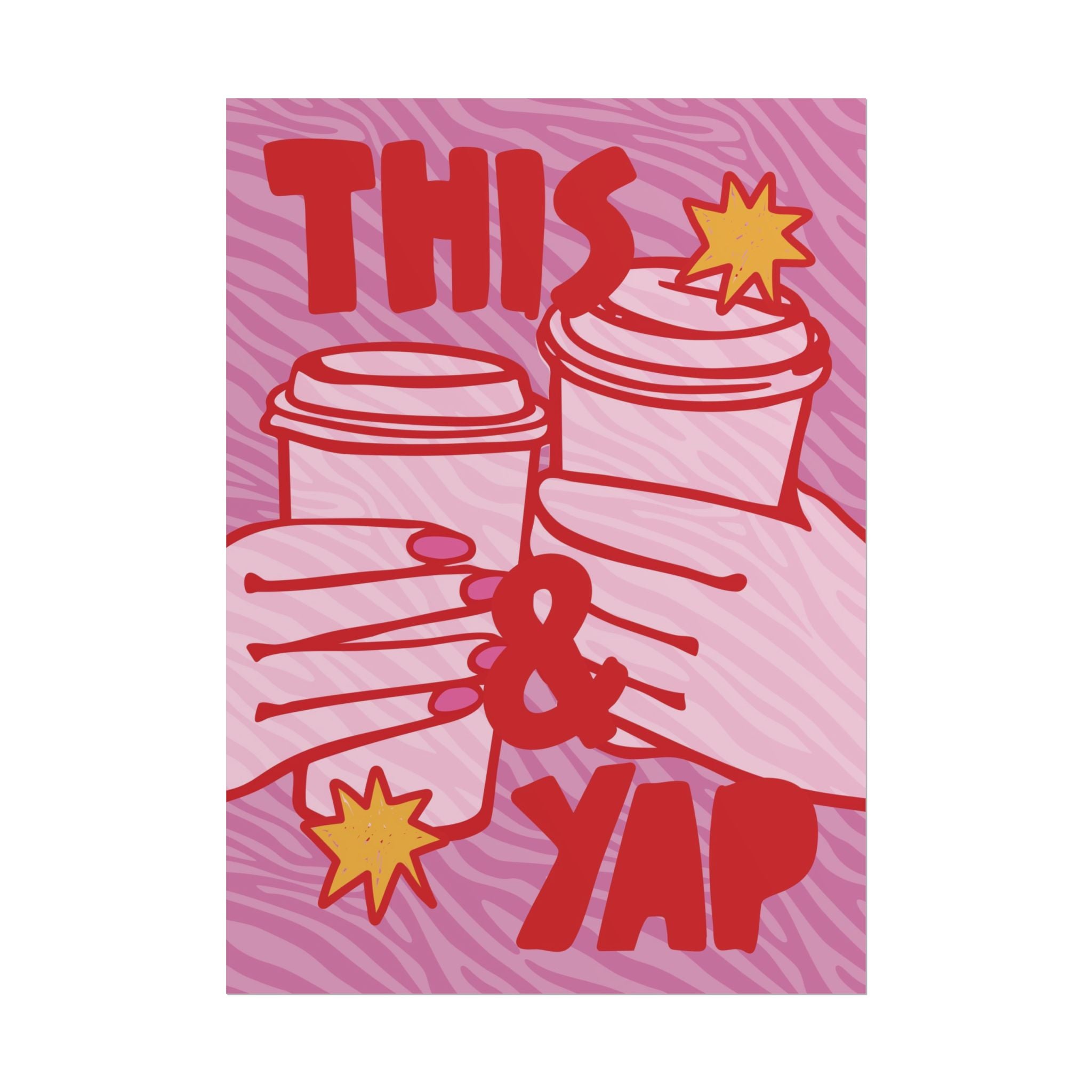 This And Yap Coffee Mugs Poster, Caffeine Eclectic Y2k Design Wall Art