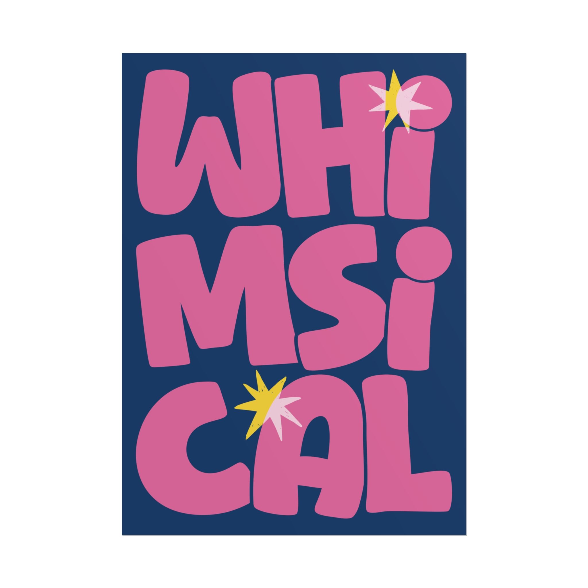 Whimsical Funky Typography Poster, Blue, Pink Eclectic Wall Art Print
