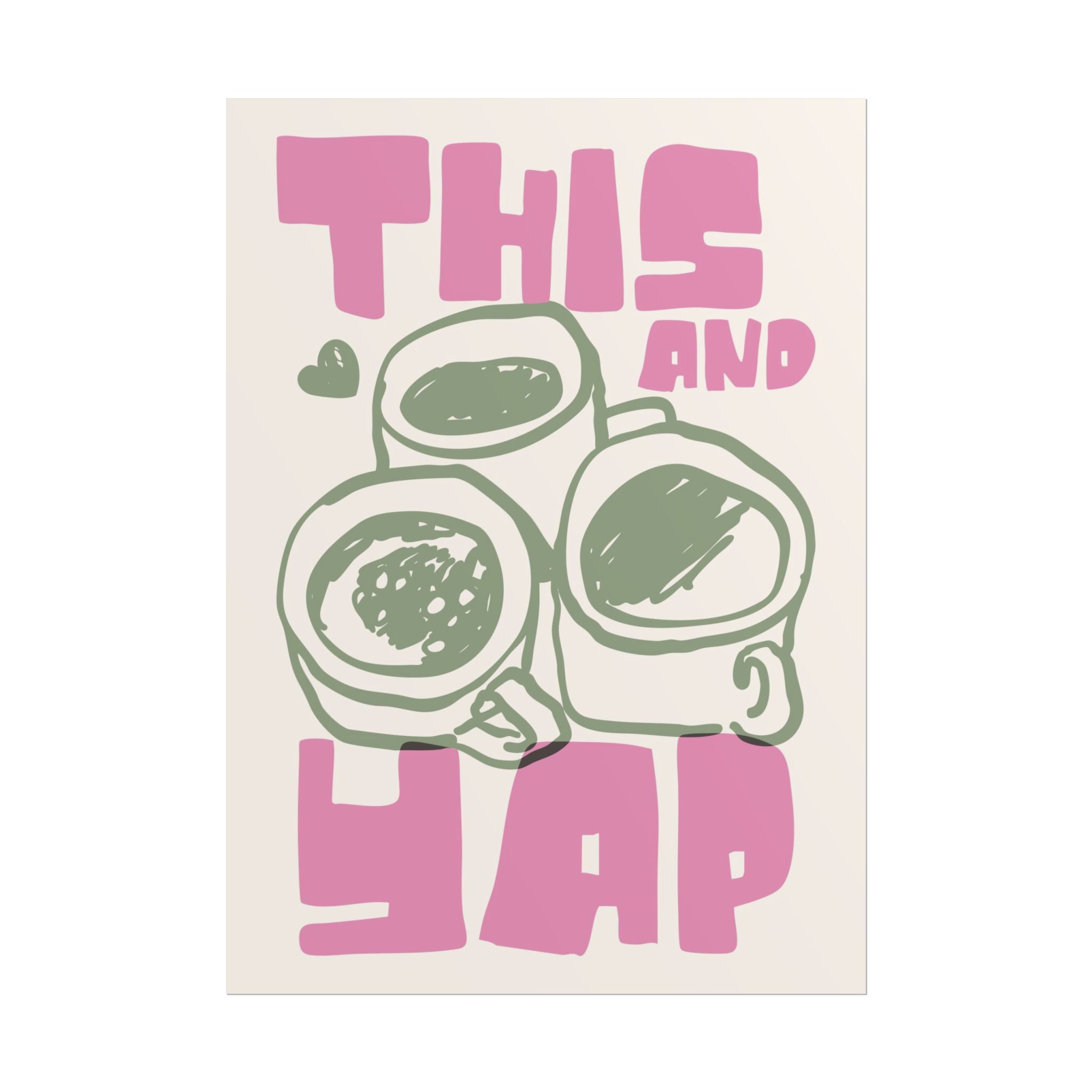 This And Yap Three Coffee Mugs Poster, Caffeine Retro Wall Art Illustration
