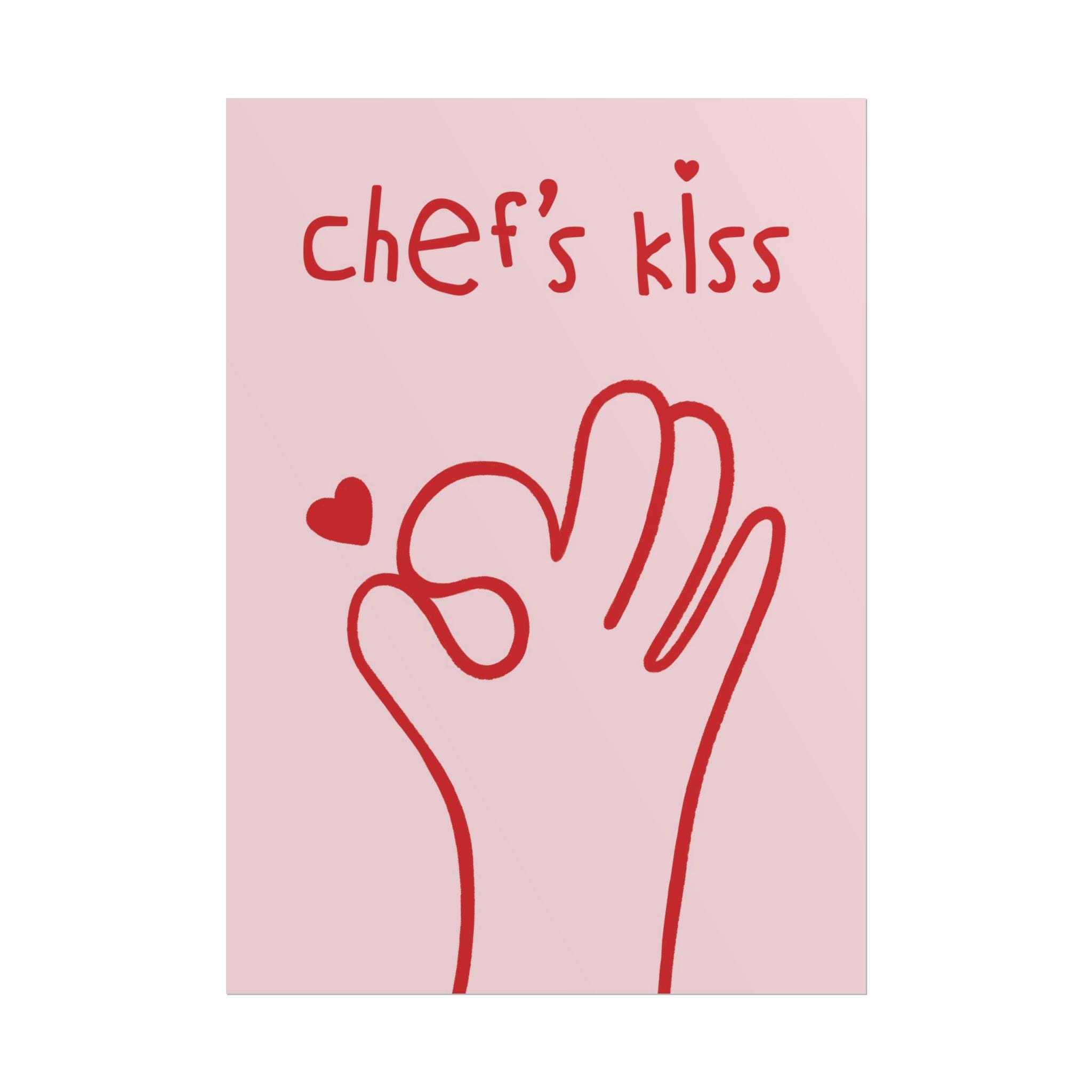 Chef's Kiss Doodle Kitchen Poster, Cooking Pink & Red Wall Art Print