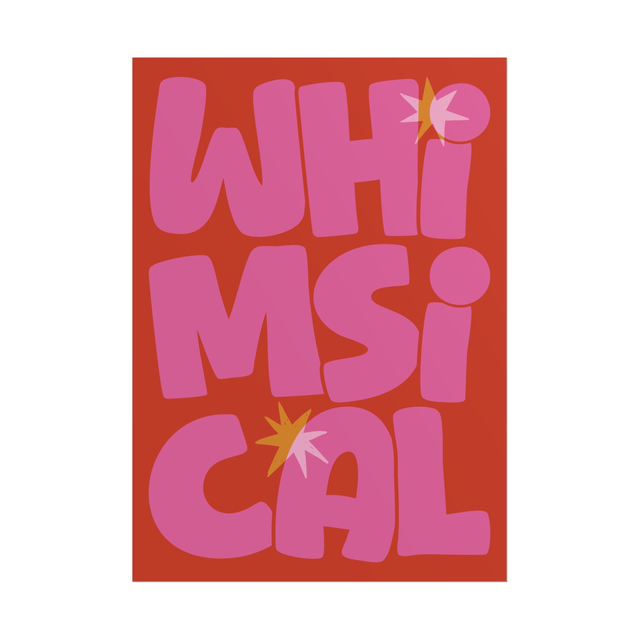 Whimsical Funky Typography Poster, Orange, Pink Eclectic Wall Art Print