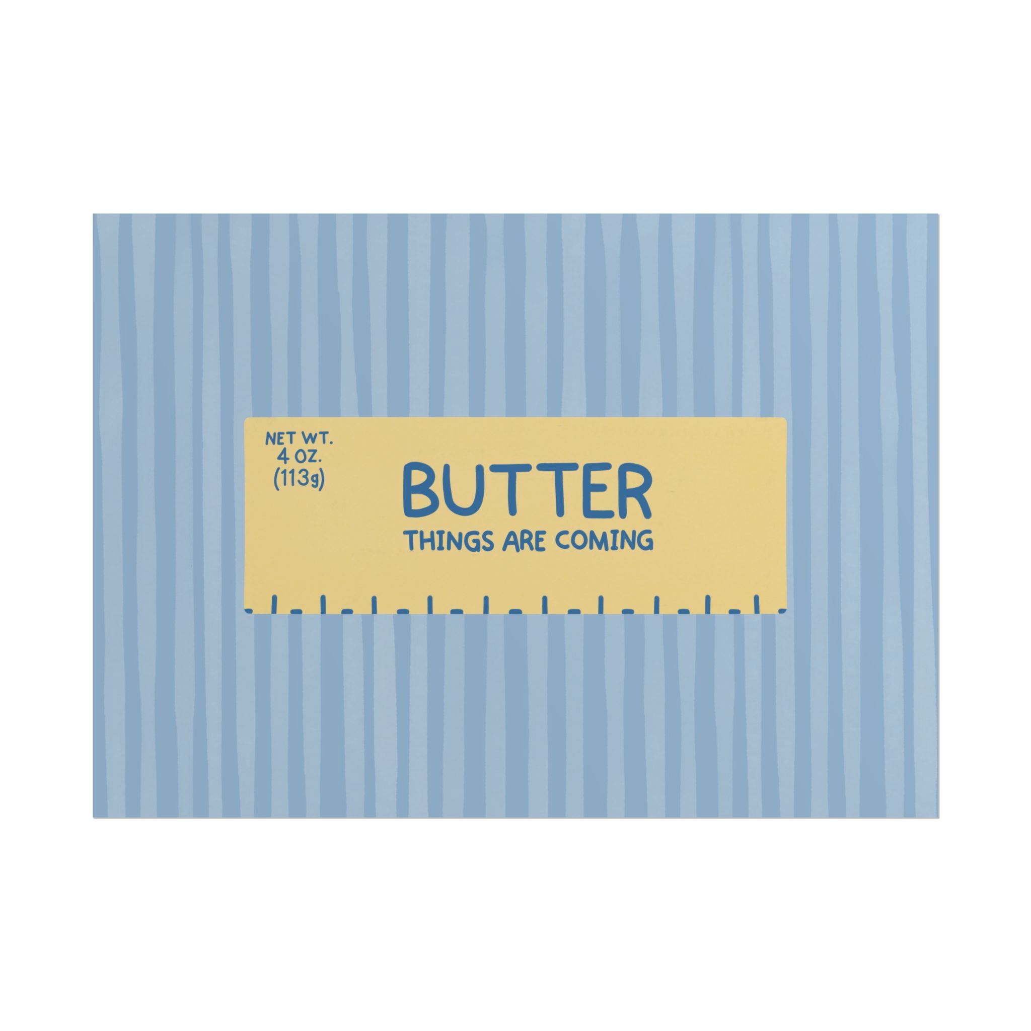 Butter Things Are Coming Illustration Poster, Landscape Blue Yellow Eclectic Food Print