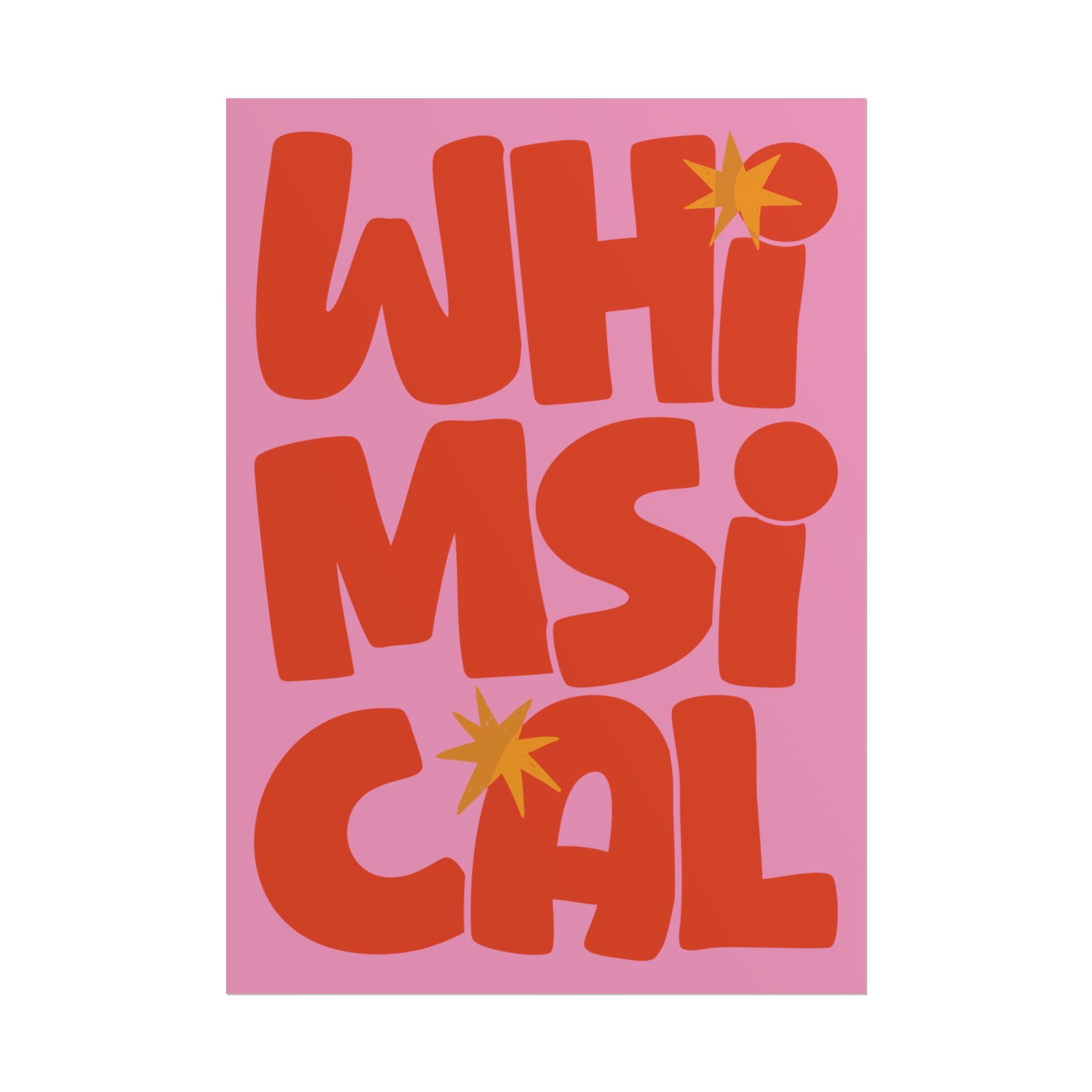Whimsical Fun Typography Poster, Pink, Orange Eclectic Wall Art Print