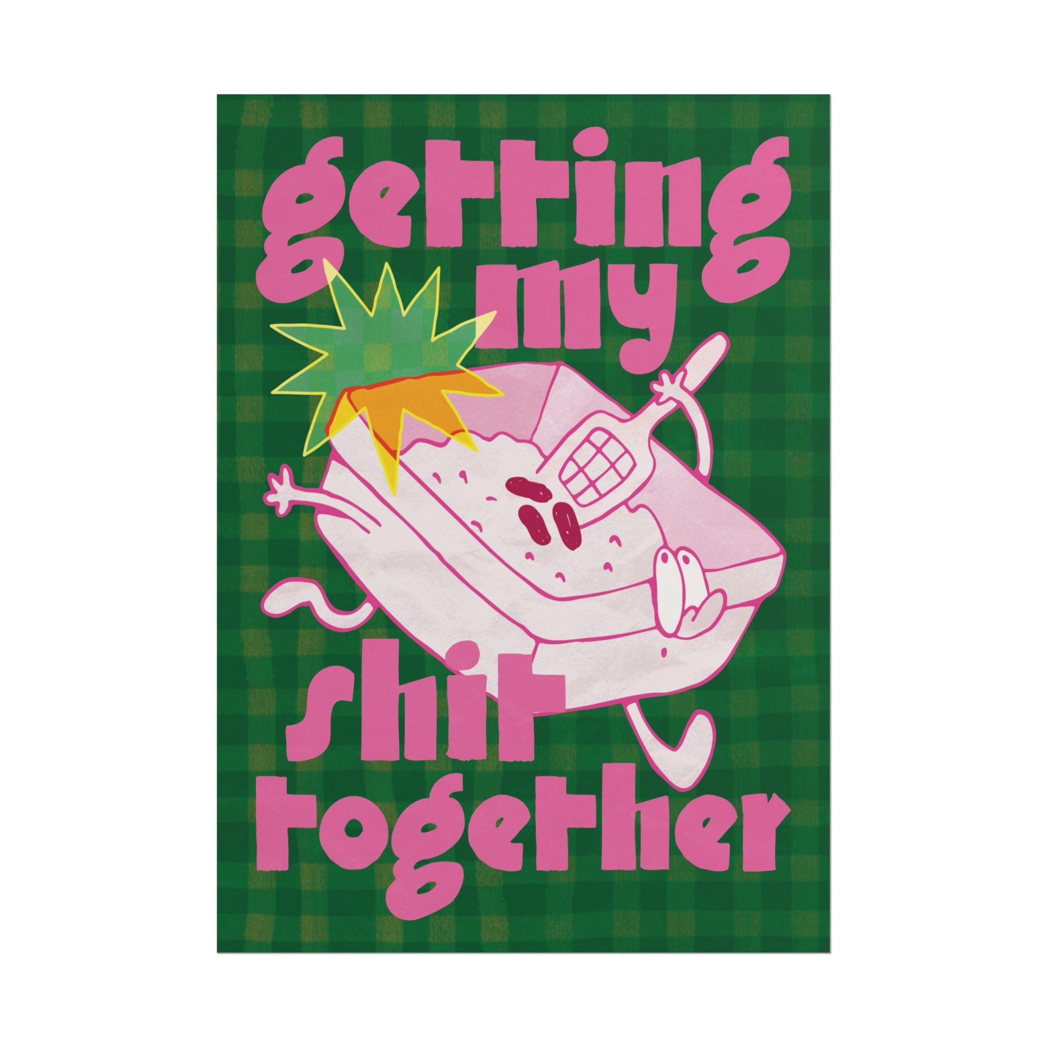 Eclectic Getting My Shit Together Cat Litter Poster, Funny Growth Art Print