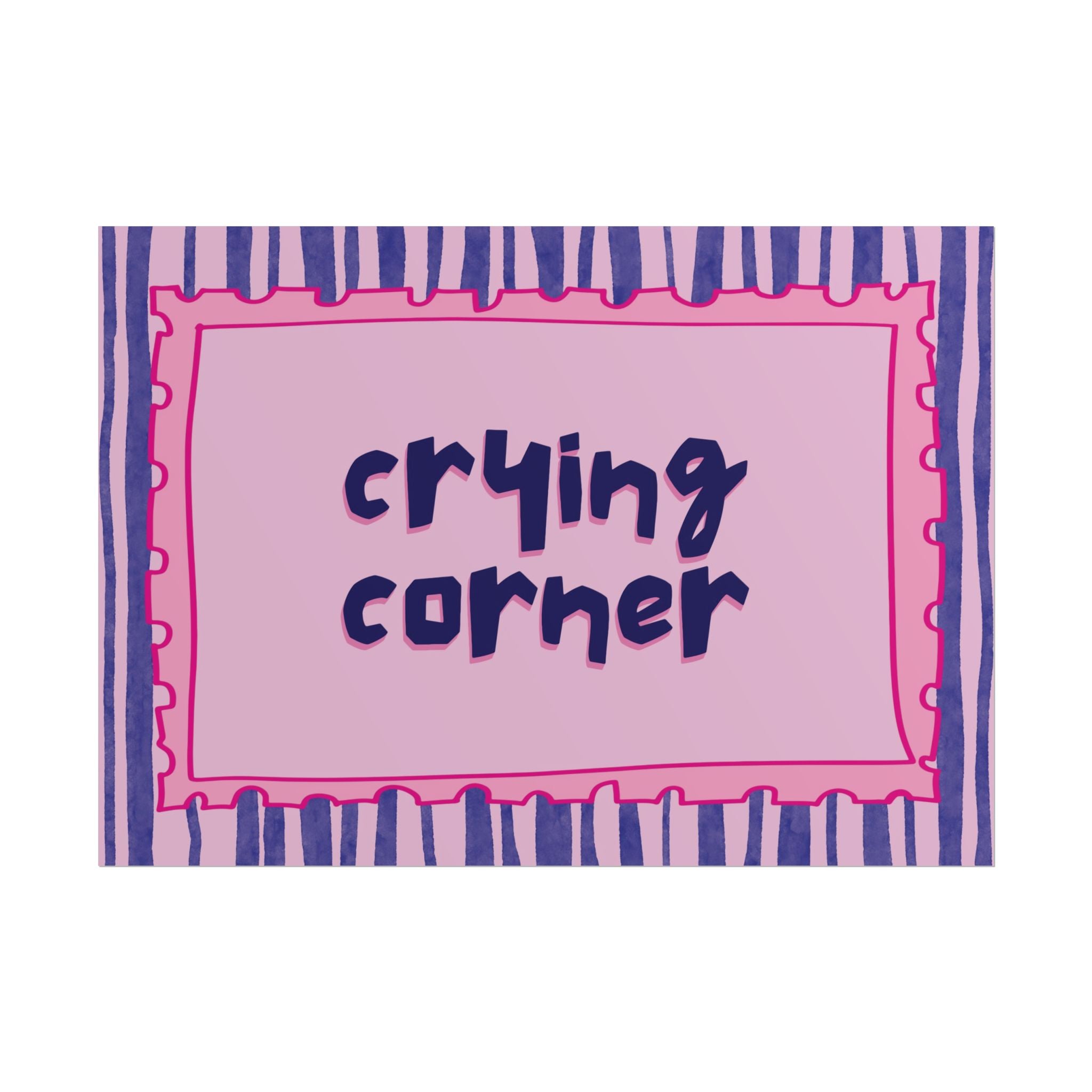 Funky Crying Corner Poster, Typography Text Pink Blue Wall Print