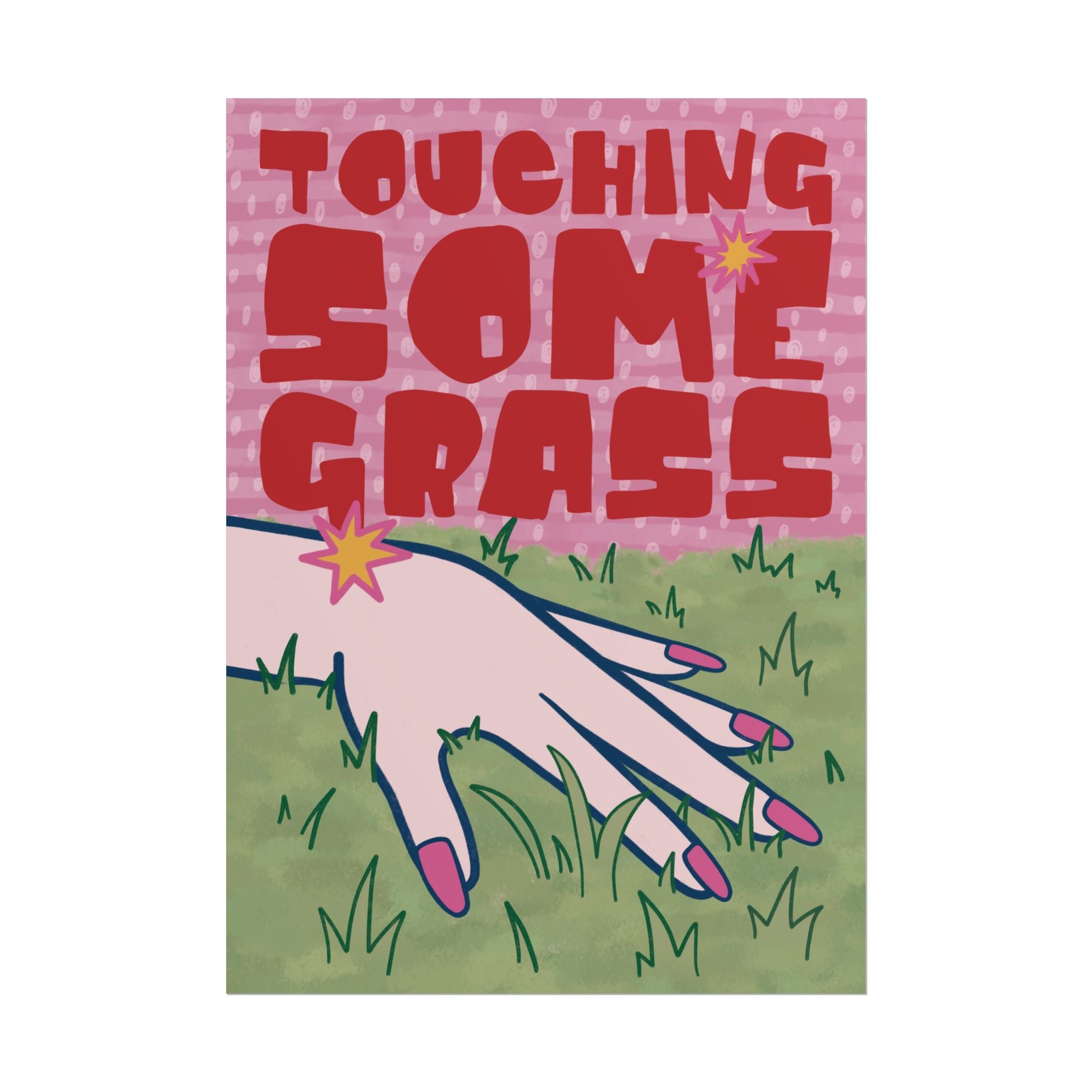 Eclectic Touching Some Grass Poster, Staying Grounded Retro Art Print