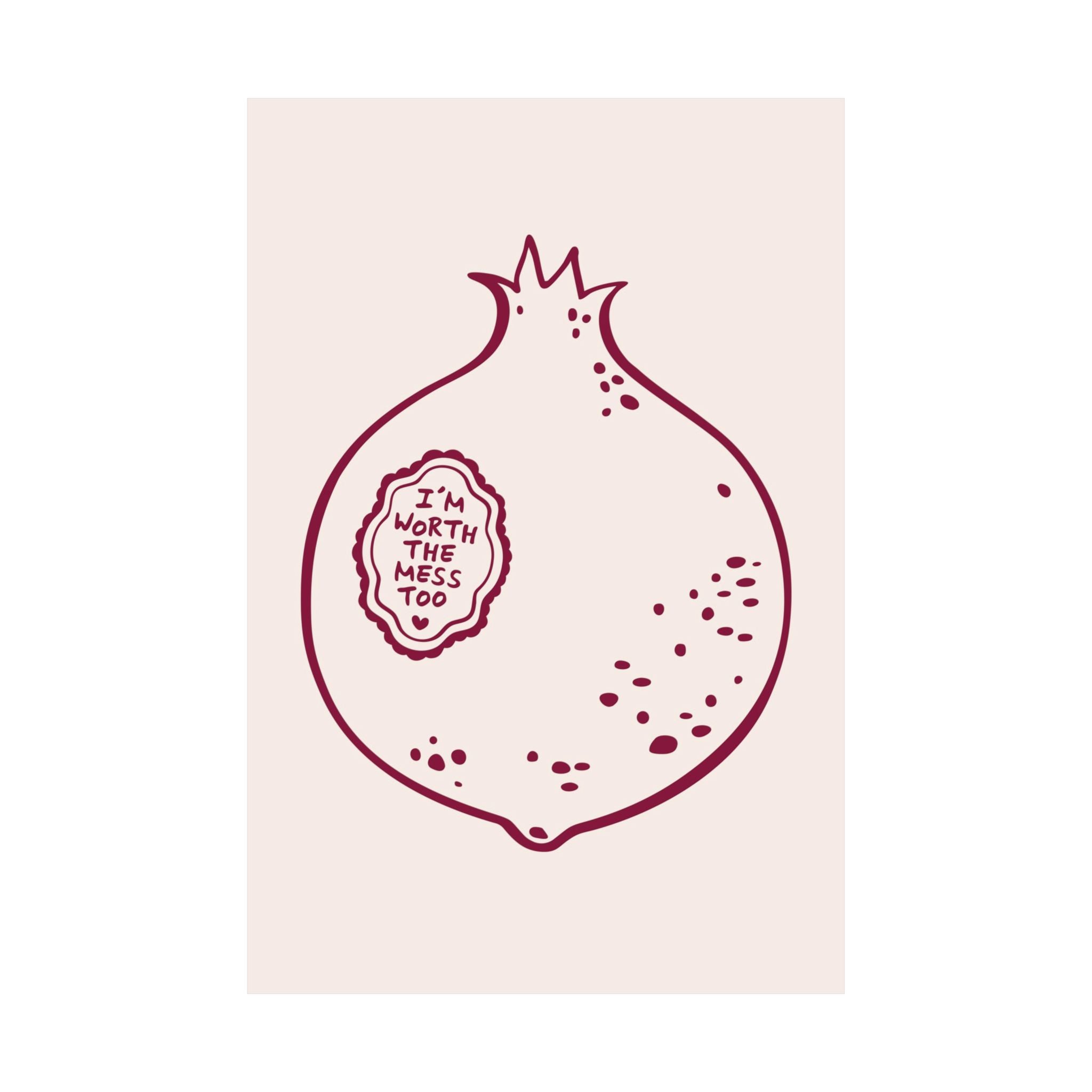 Doodle The Pomegranate Theory Burgundy Poster, Inspiring Beautiful Mess Print