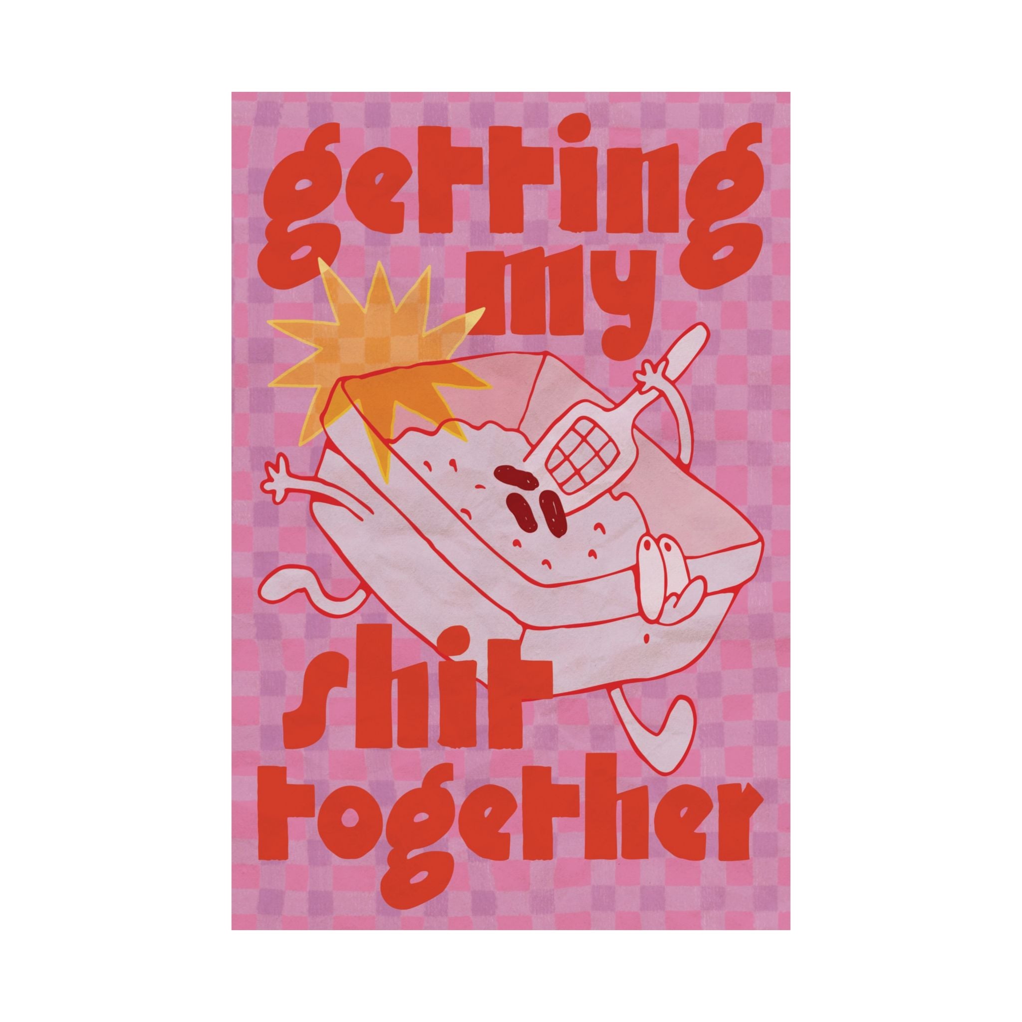 Eclectic Getting My Shit Together Cat Litter Poster, Motivational Funny Art Print