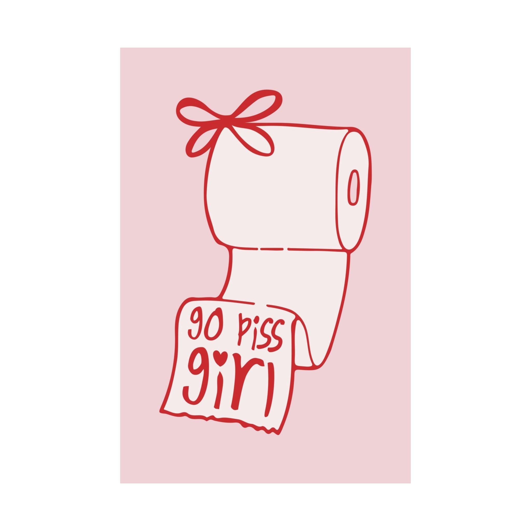 Coquette Go Piss Girl Toilet Paper Roll Bow Poster, Red Pink Preppy Wall Art