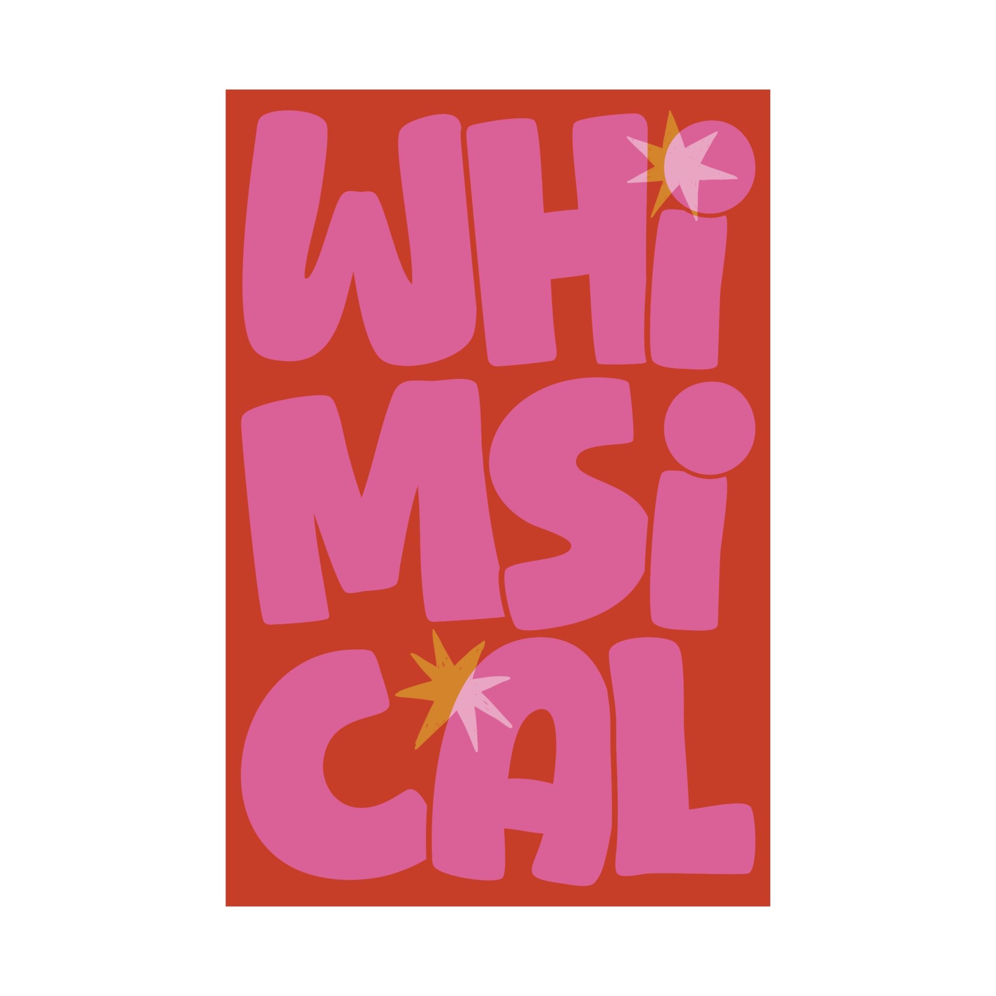 Whimsical Funky Typography Poster, Orange, Pink Eclectic Wall Art Print