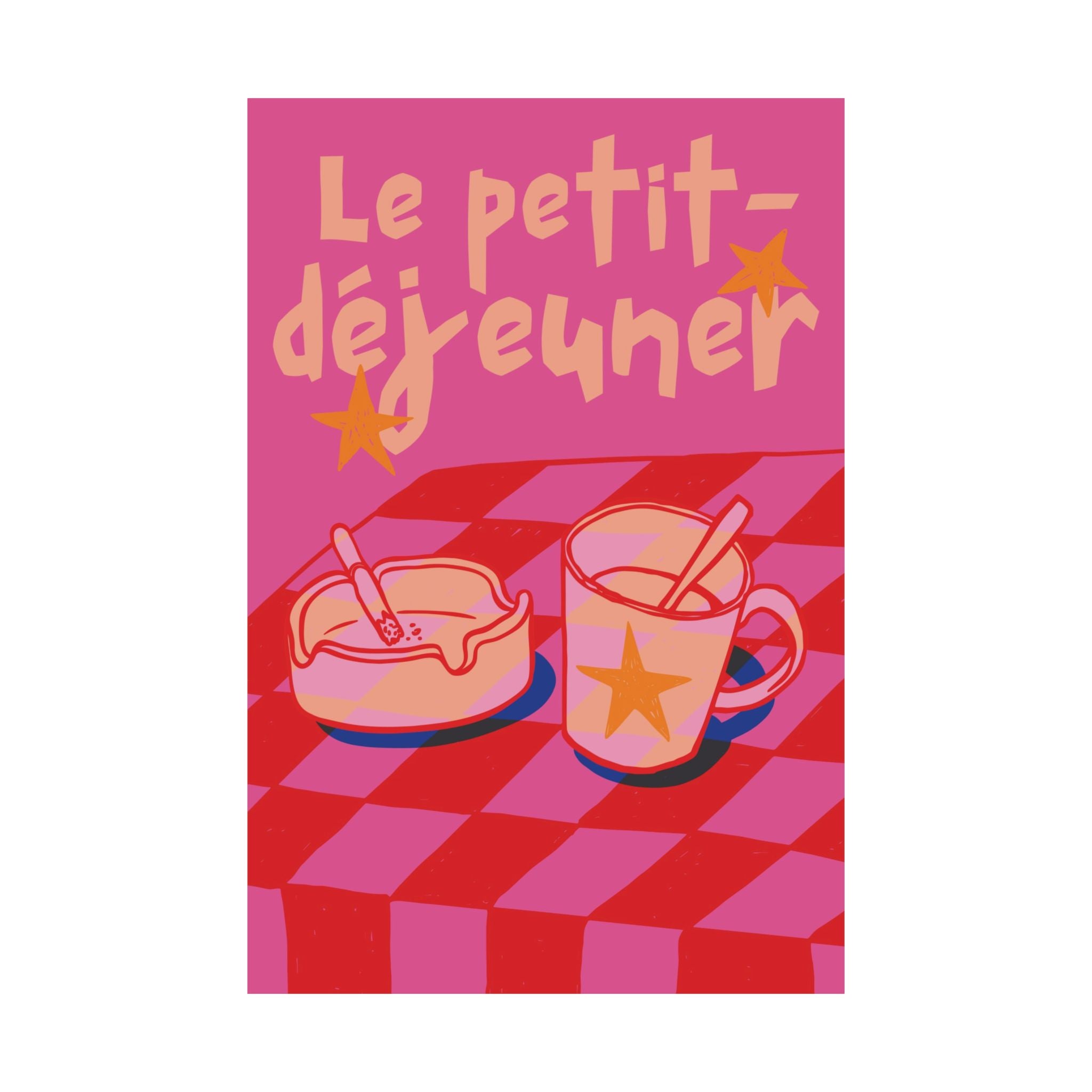 Le Petit-Déjeuner Cigarette & Coffee Poster, French Breakfast Food Art Print