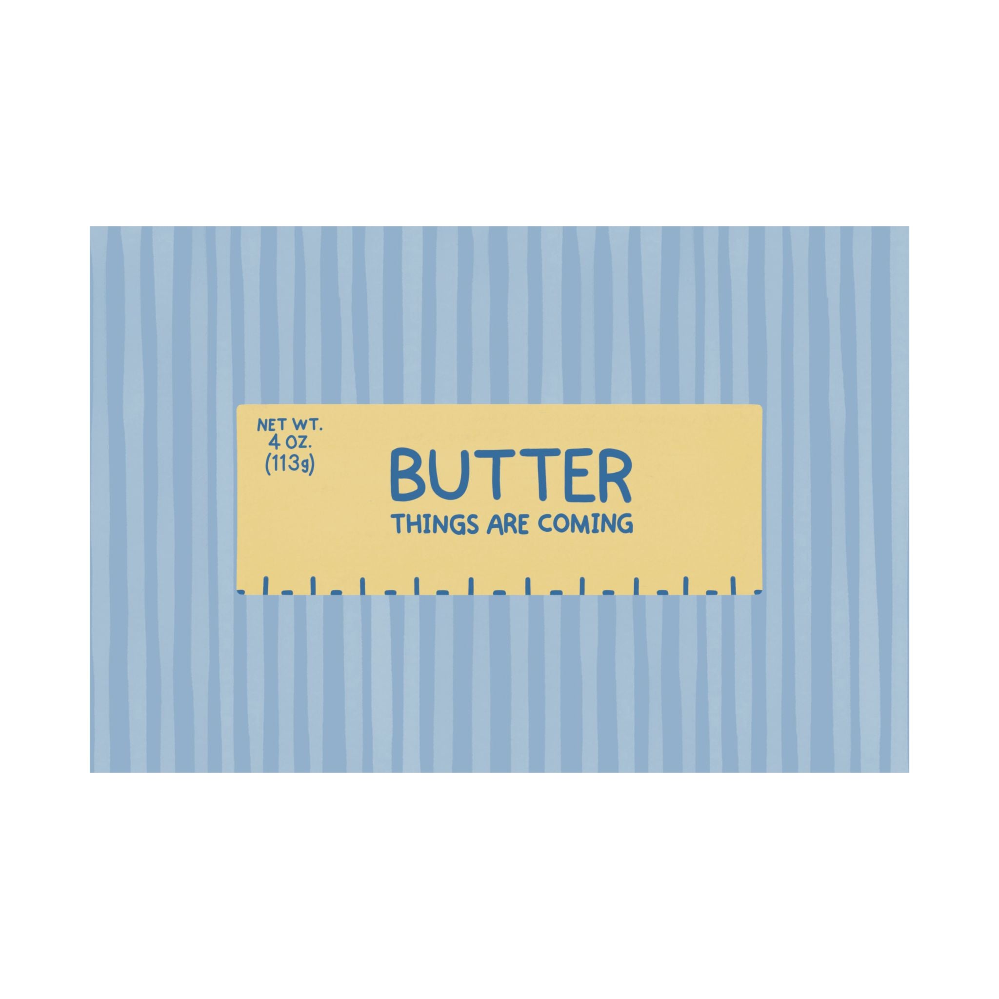 Butter Things Are Coming Illustration Poster, Landscape Blue Yellow Eclectic Food Print