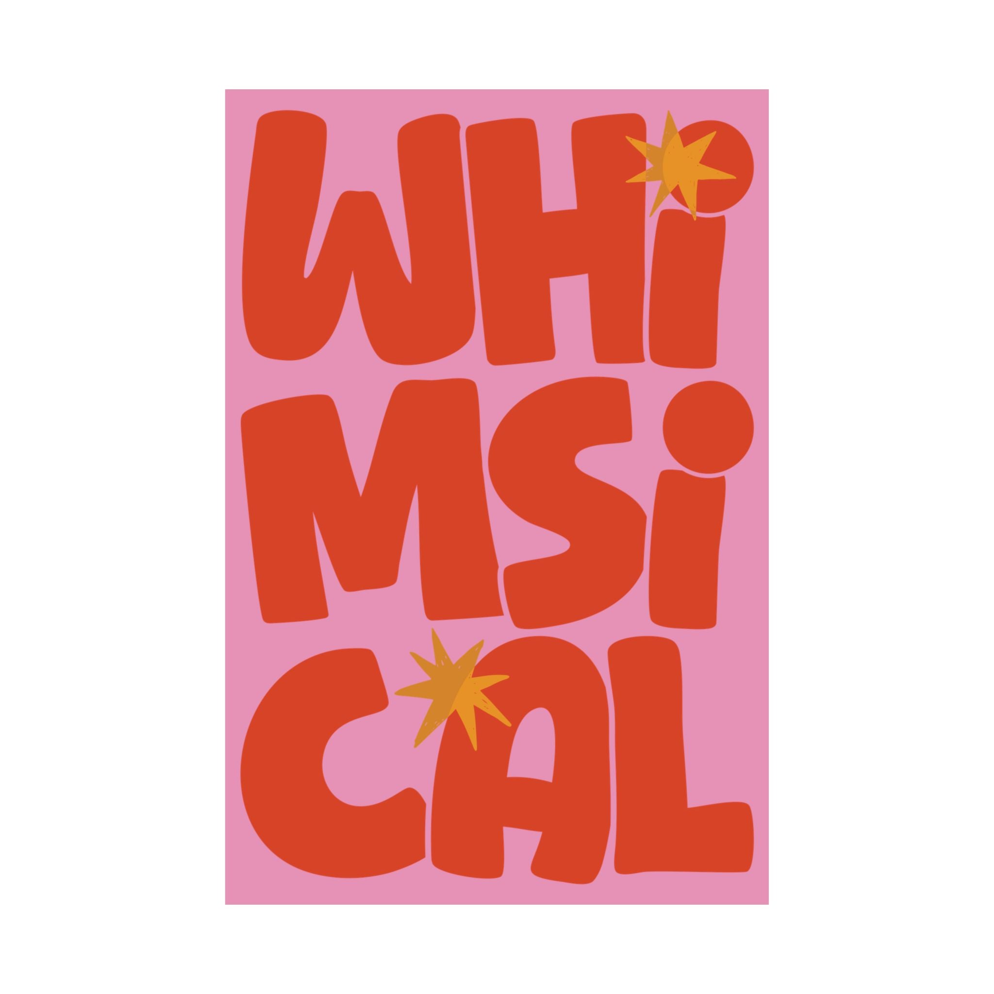 Whimsical Fun Typography Poster, Pink, Orange Eclectic Wall Art Print