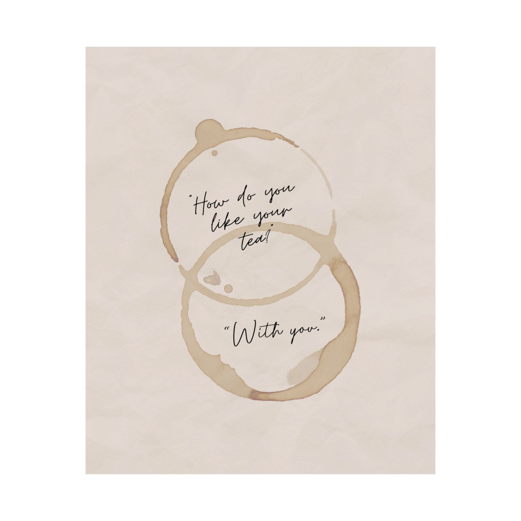 "How Do You Like Your Tea? With You" Mug Stains Poster, Coffeebar Corner Decor