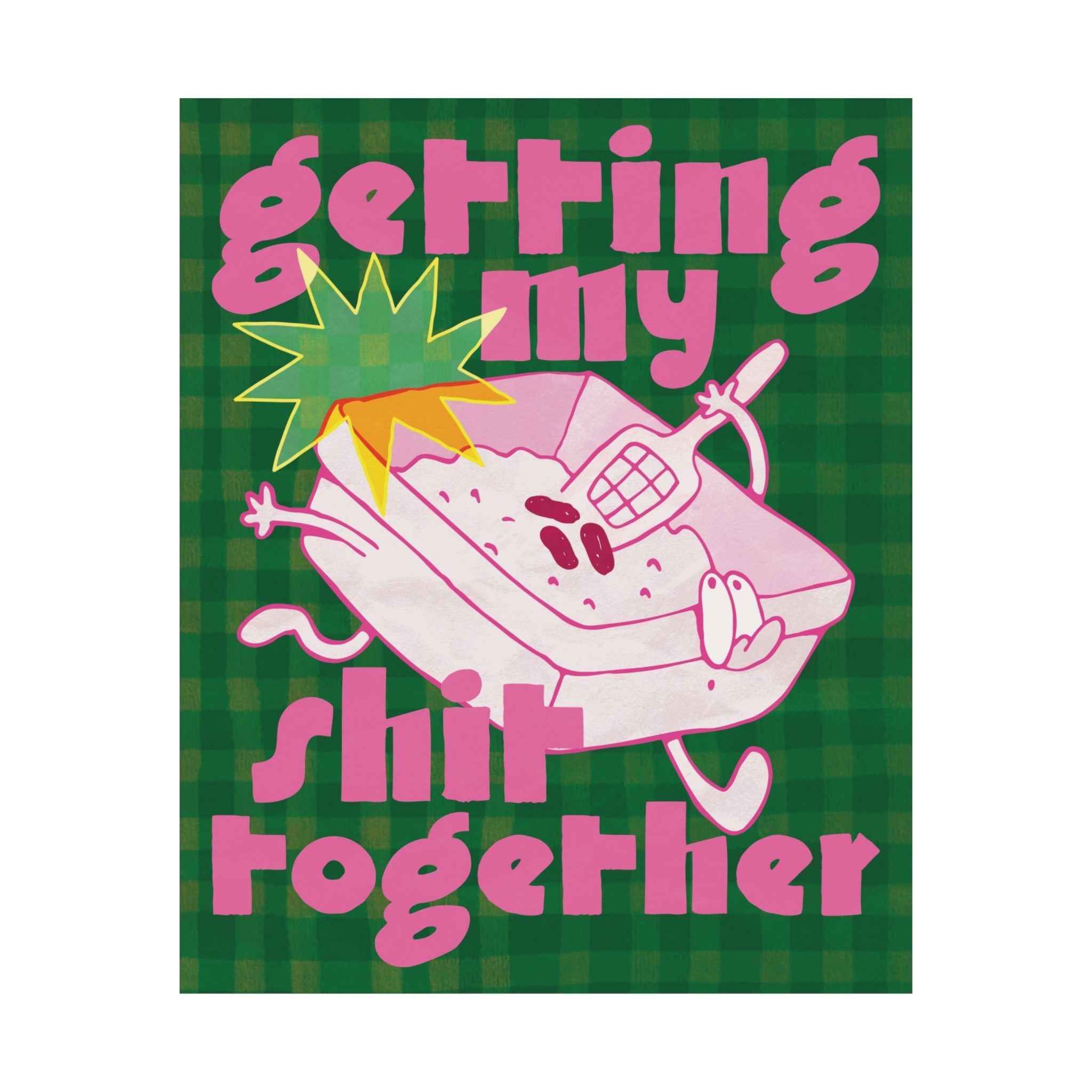 Eclectic Getting My Shit Together Cat Litter Poster, Funny Growth Art Print