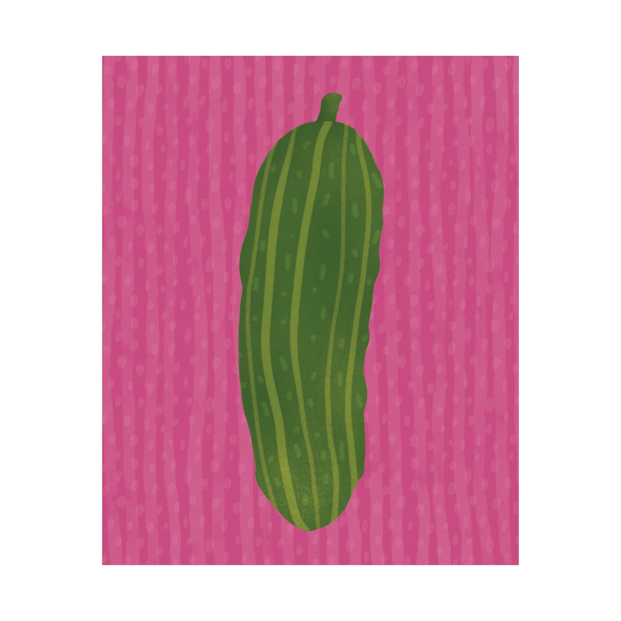 Pickle Eclectic Illustration Poster, Pink Green Retro Food Art Print