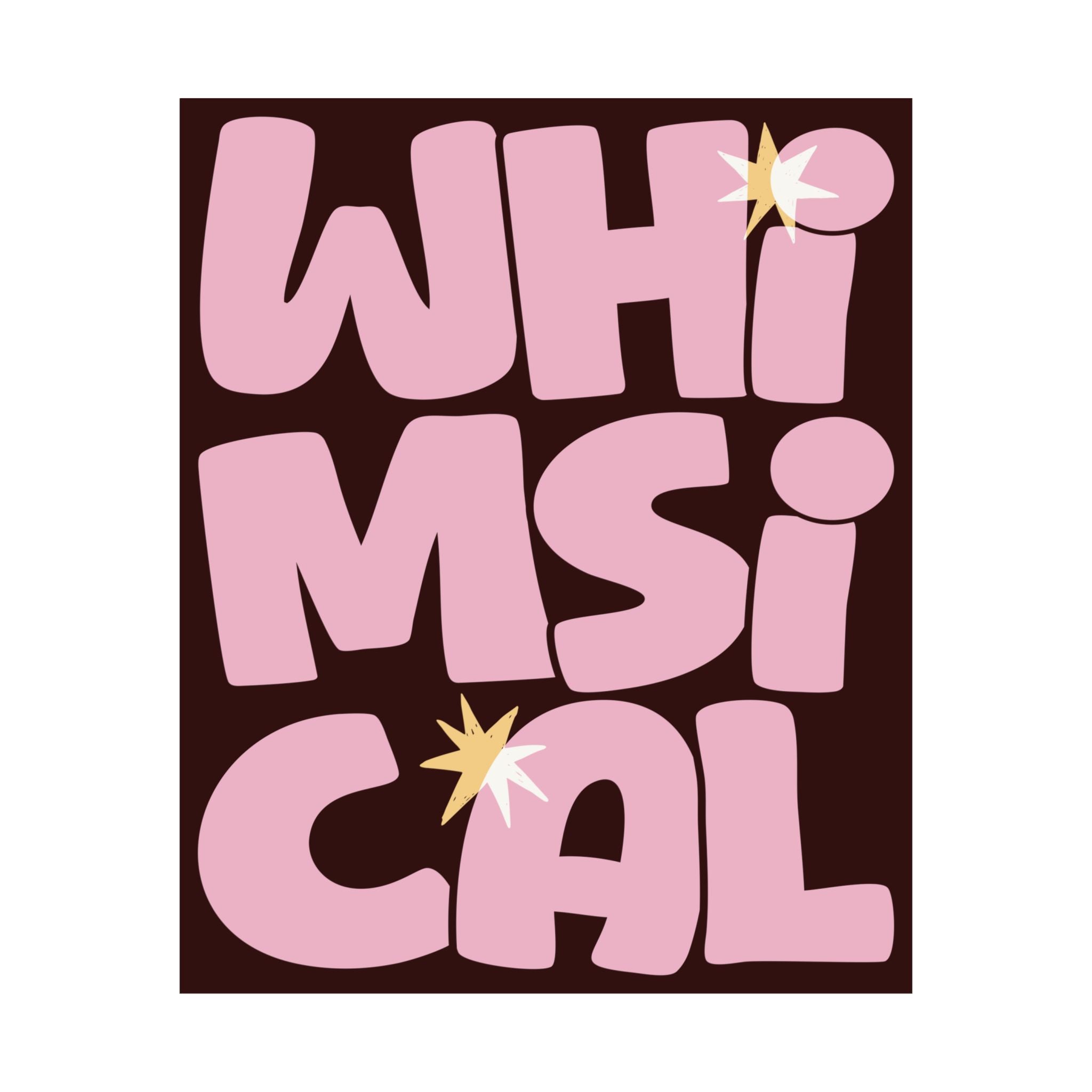 Whimsical Bold Typography Poster, Chocolate, Pastel Pink Eclectic Wall Art Print