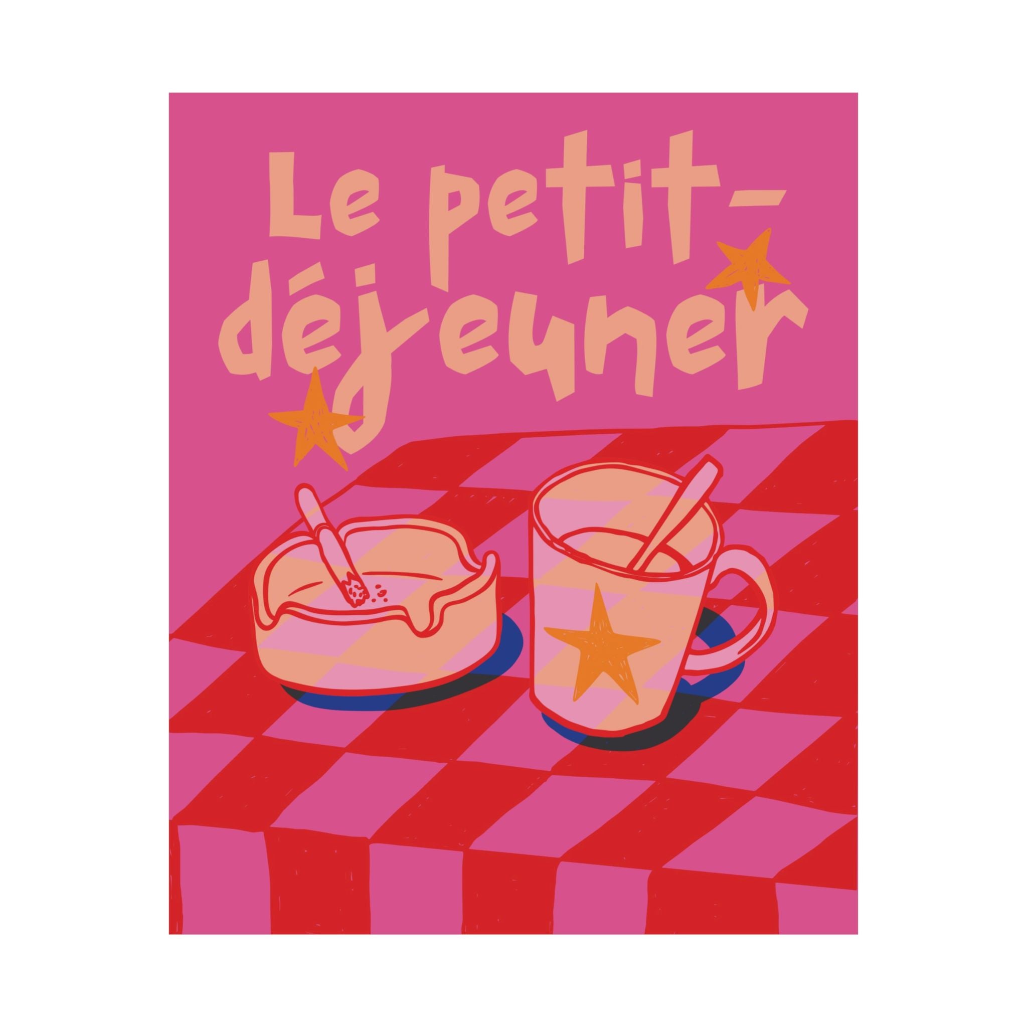 Le Petit-Déjeuner Cigarette & Coffee Poster, French Breakfast Food Art Print