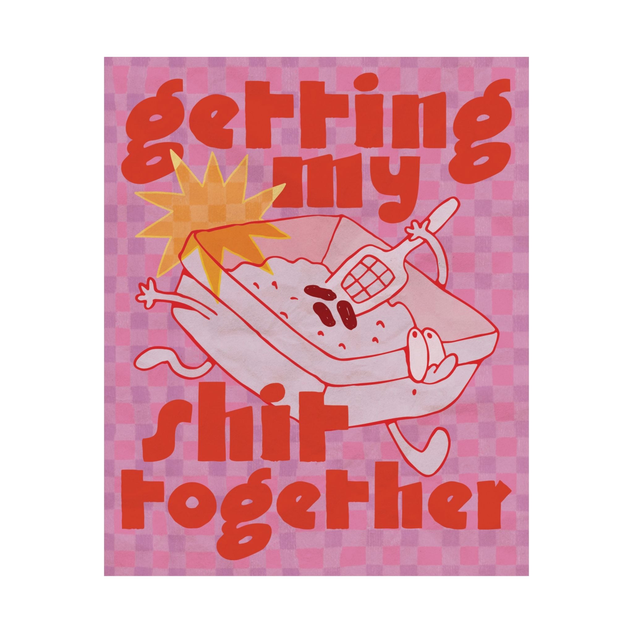 Eclectic Getting My Shit Together Cat Litter Poster, Motivational Funny Art Print