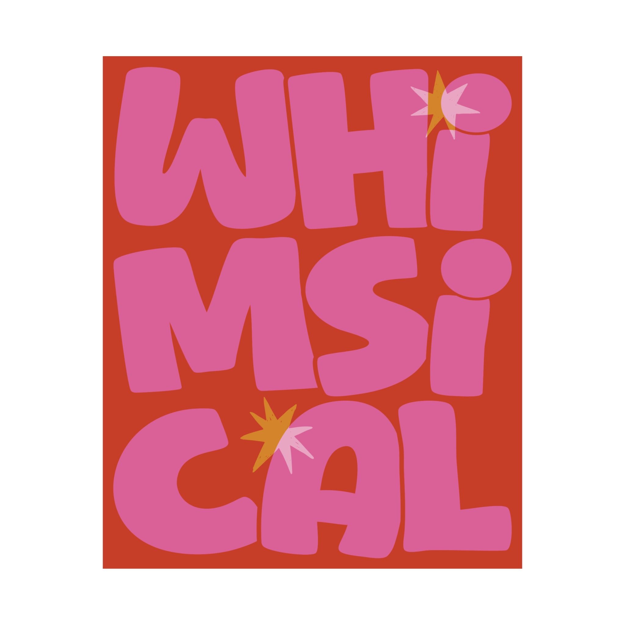 Whimsical Funky Typography Poster, Orange, Pink Eclectic Wall Art Print