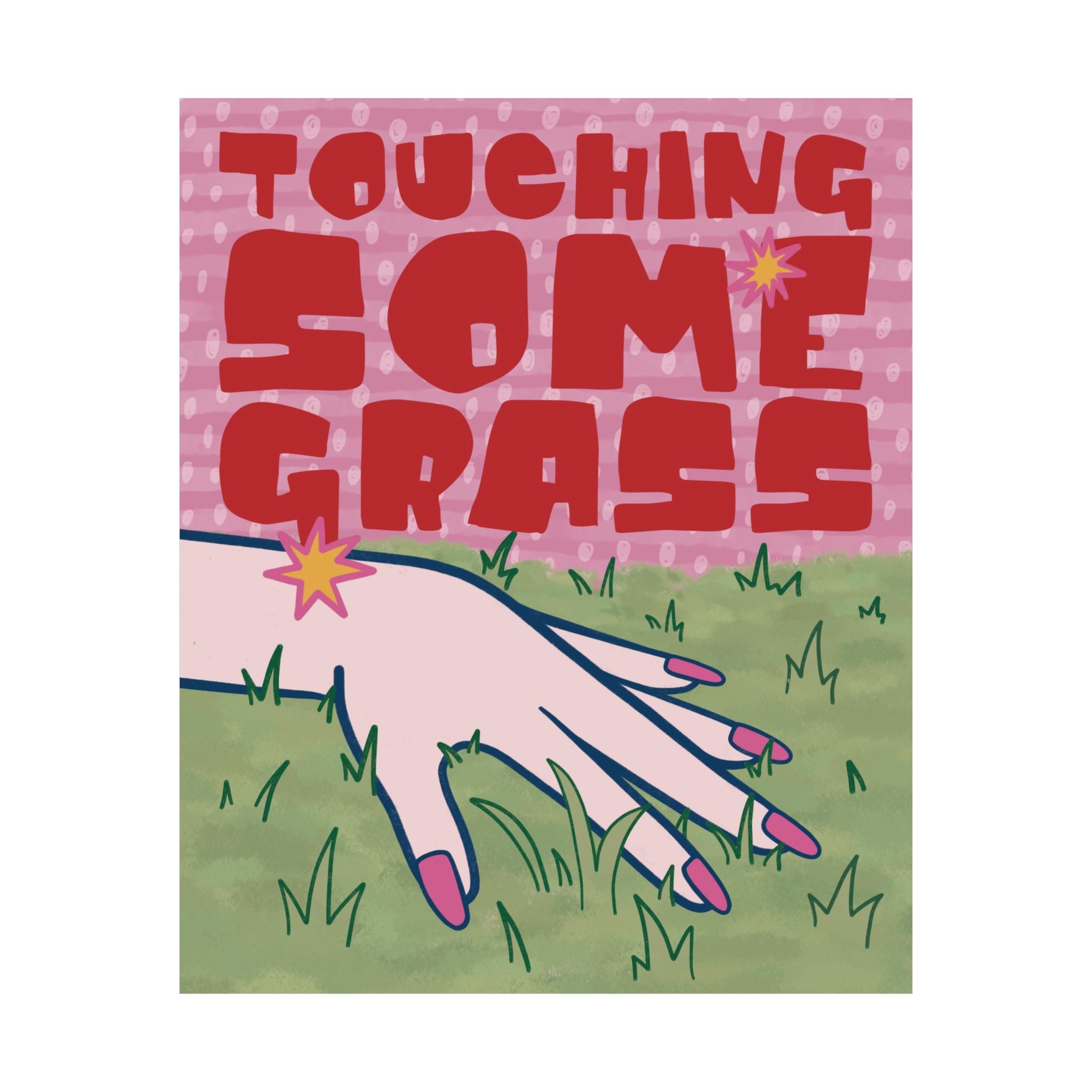 Eclectic Touching Some Grass Poster, Staying Grounded Retro Art Print
