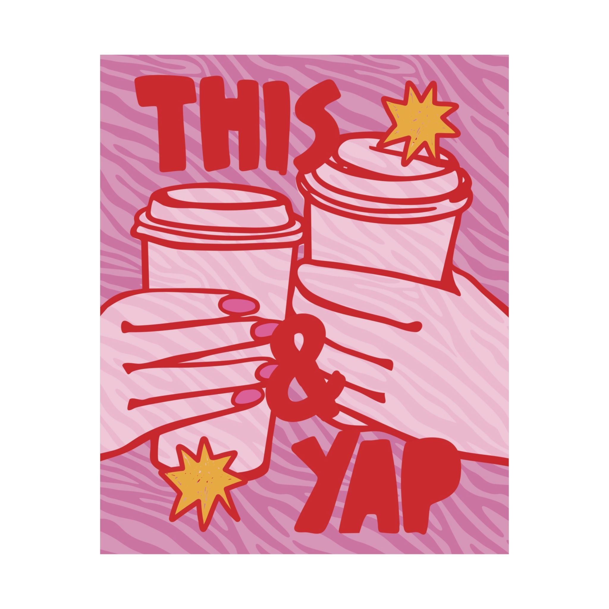 This And Yap Coffee Mugs Poster, Caffeine Eclectic Y2k Design Wall Art