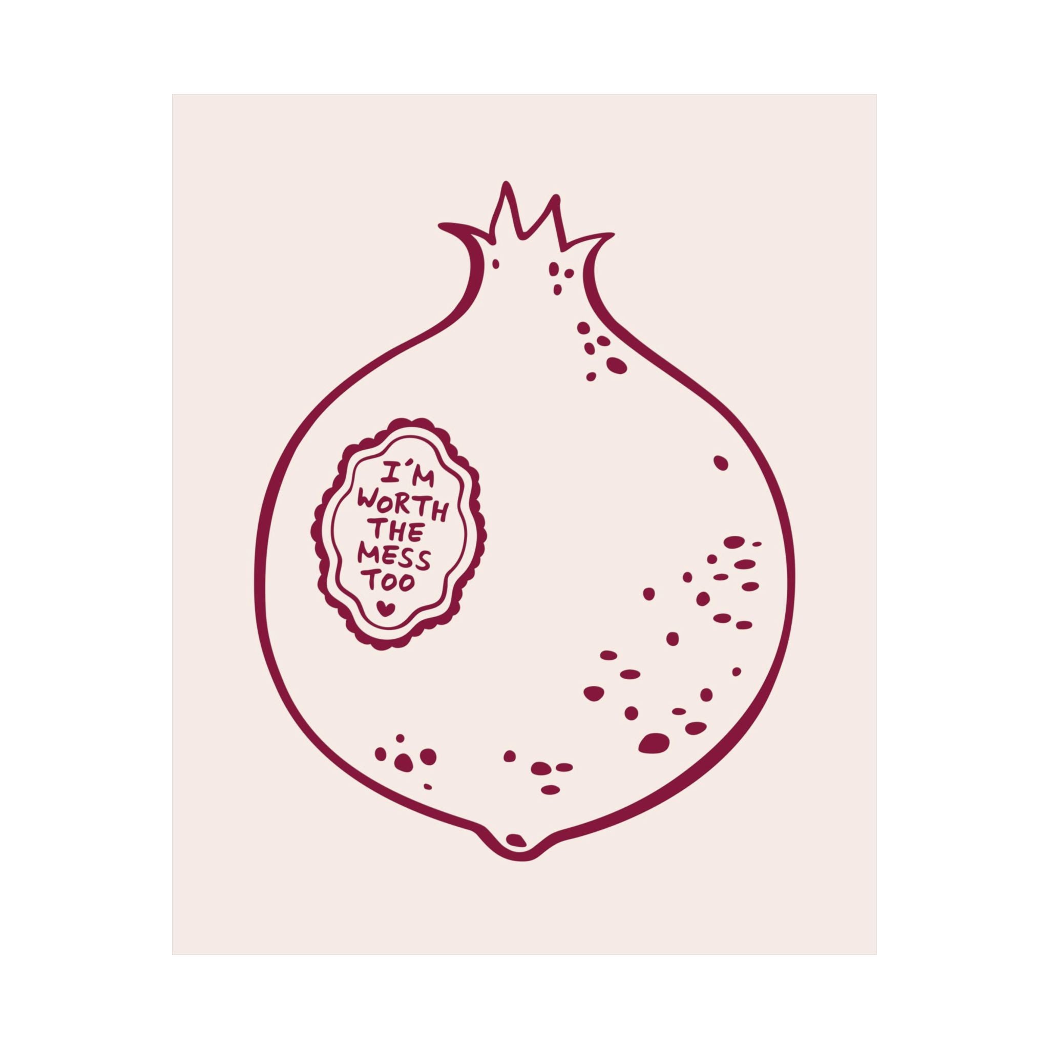 Doodle The Pomegranate Theory Burgundy Poster, Inspiring Beautiful Mess Print