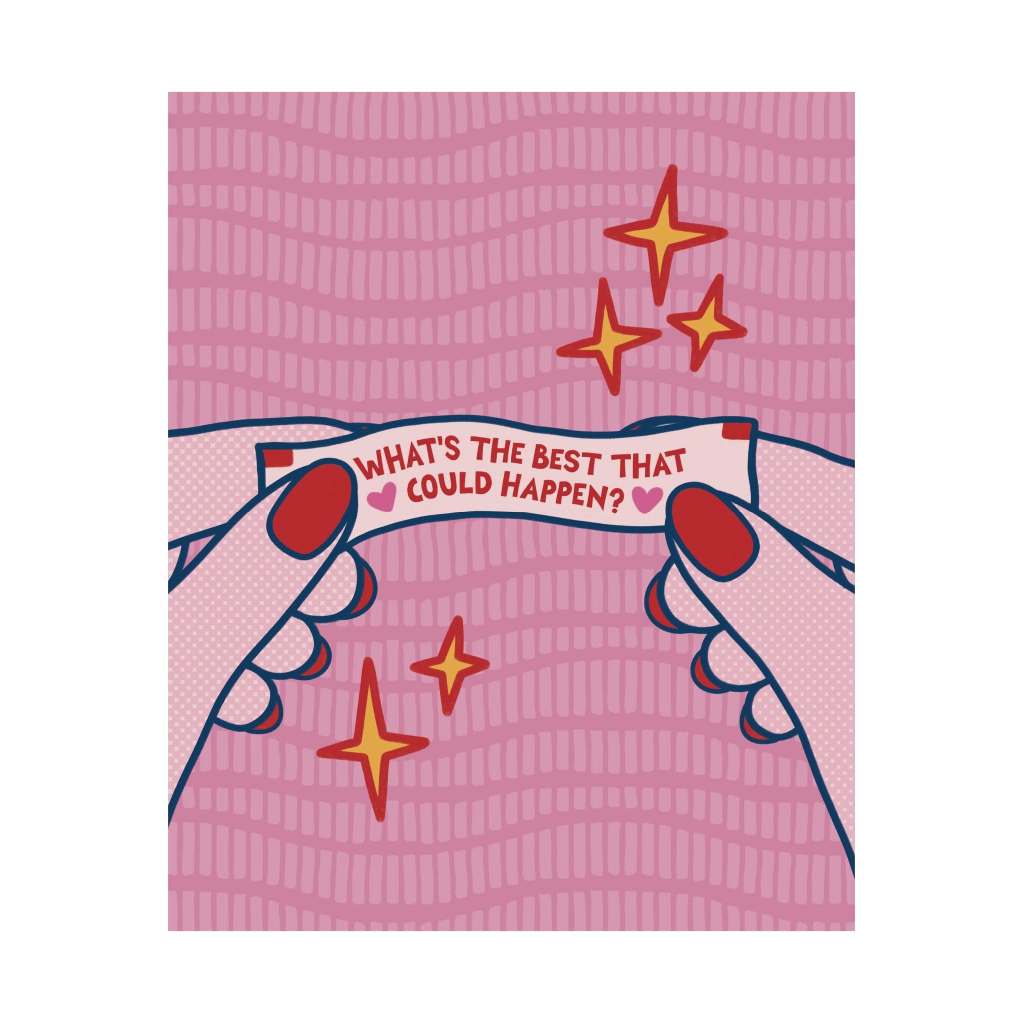 Eclectic What's The Best That Could Happen Fortune Cookie Poster, Motivational Art