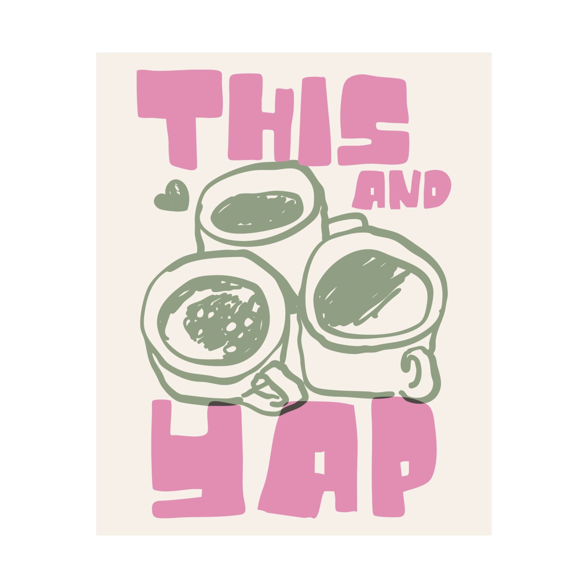 This And Yap Three Coffee Mugs Poster, Caffeine Retro Wall Art Illustration